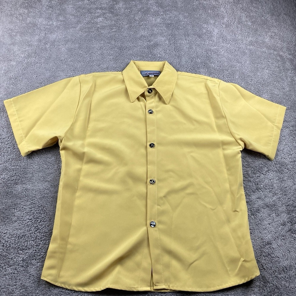 Lavana USA Shirt Buttons Womens 12 Yellow Short Sleeve